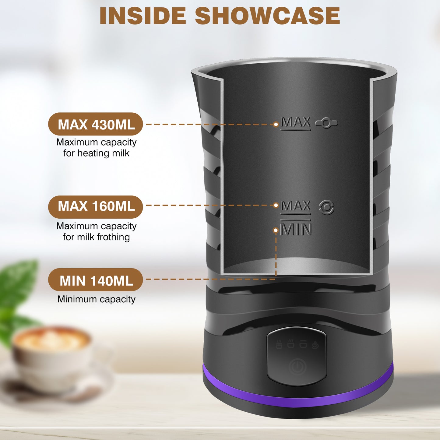 Automatic Milk Frother: Hot & Cold Foam for Lattes & Cappuccinos - Samyonix
