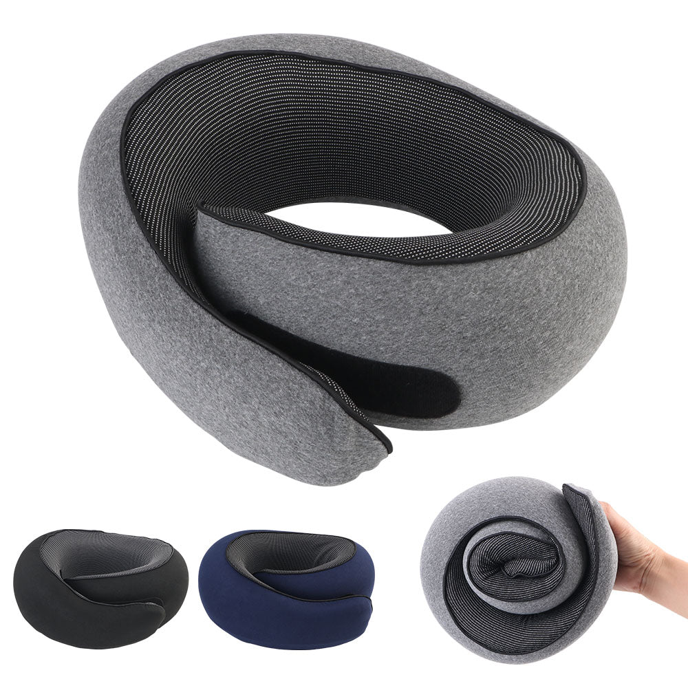 Travel Neck Pillow Memory Foam - Compact & Adjustable Support - Samyonix