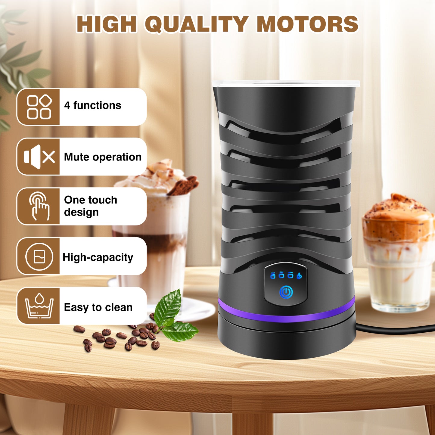 Automatic Milk Frother: Hot & Cold Foam for Lattes & Cappuccinos - Samyonix