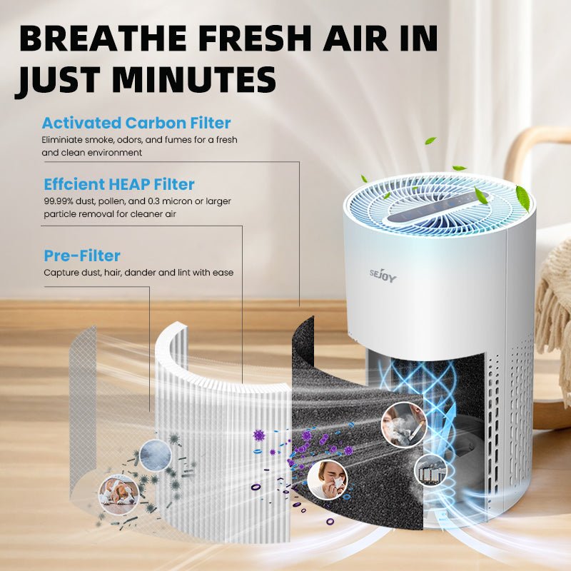 H13 HEPA Air Purifier - 360° Clean for Dust, Odors & Pollen - Samyonix