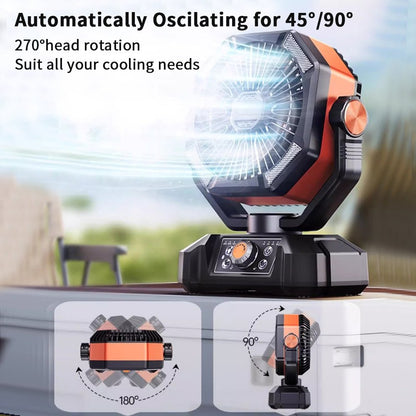 Rechargeable 20000mAh Outdoor Battery Fan - 8 Speeds & LED Light - Samyonix