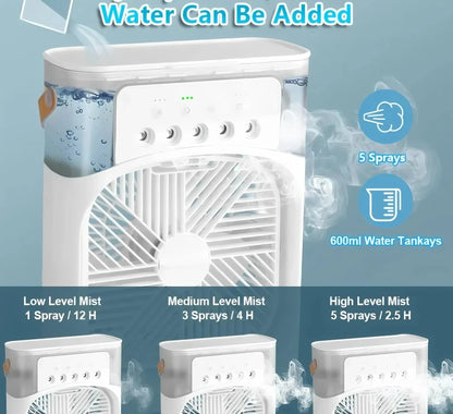 3‑in‑1 Air Cooler Fan – Portable AC + Humidifier & LED Mood Light - Samyonix