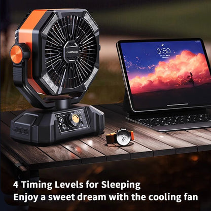 Rechargeable 20000mAh Outdoor Battery Fan - 8 Speeds & LED Light - Samyonix