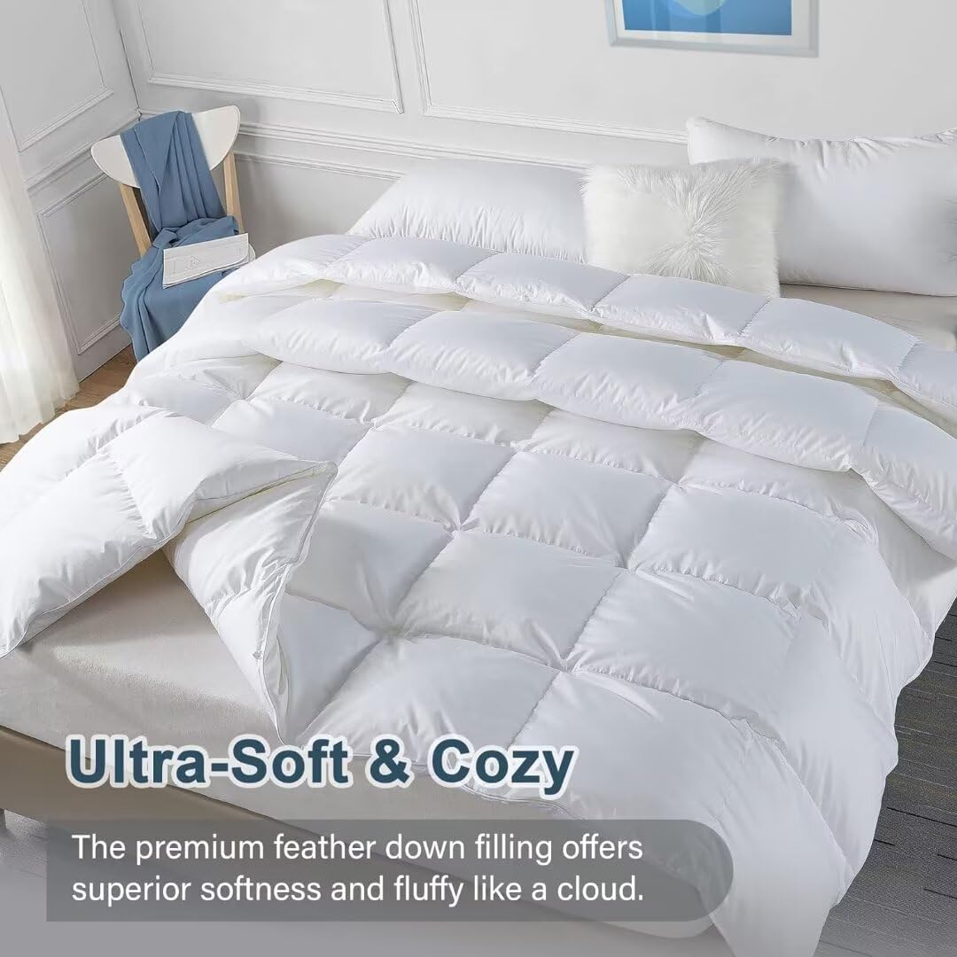 White Feather & Down Comforter - Hotel Collection Duvet Insert - Samyonix