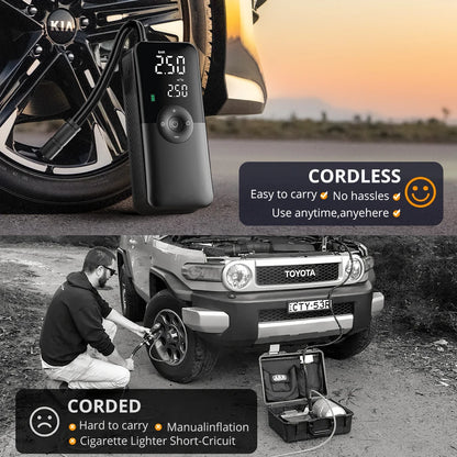 CARSUN Cordless Tire Inflator - Portable Air Pump for All Tires - Samyonix
