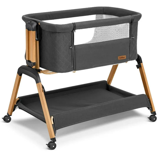 Bassinet Bedside Sleeper with Rocking & Wheels for Newborns