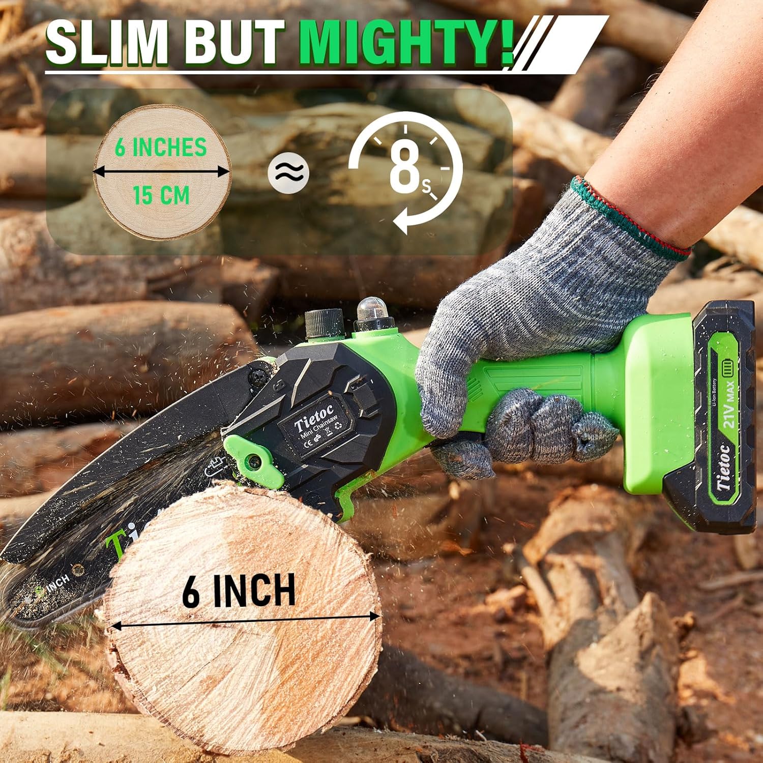 Mini Electric Chainsaw 6″ Cordless – Powerful & Lightweight Tree & Garden Trimmer - Samyonix