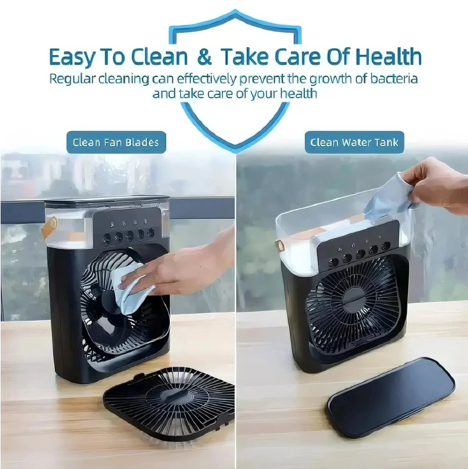 3‑in‑1 Air Cooler Fan – Portable AC + Humidifier & LED Mood Light - Samyonix