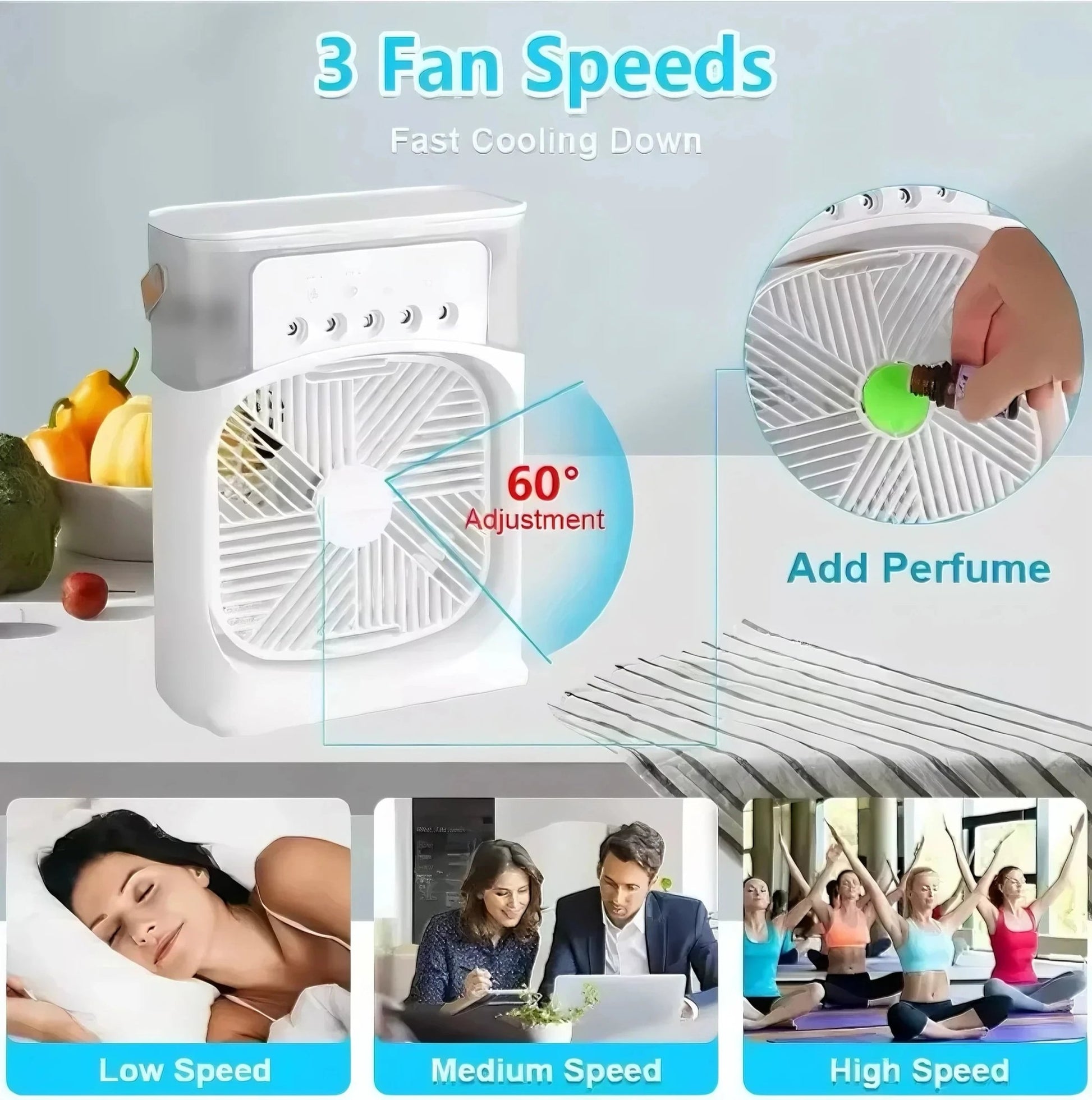 3‑in‑1 Air Cooler Fan – Portable AC + Humidifier & LED Mood Light - Samyonix