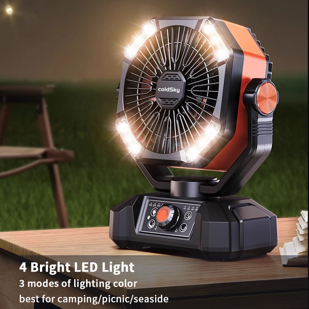 Rechargeable 20000mAh Outdoor Battery Fan - 8 Speeds & LED Light - Samyonix