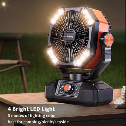 Rechargeable 20000mAh Outdoor Battery Fan - 8 Speeds & LED Light - Samyonix