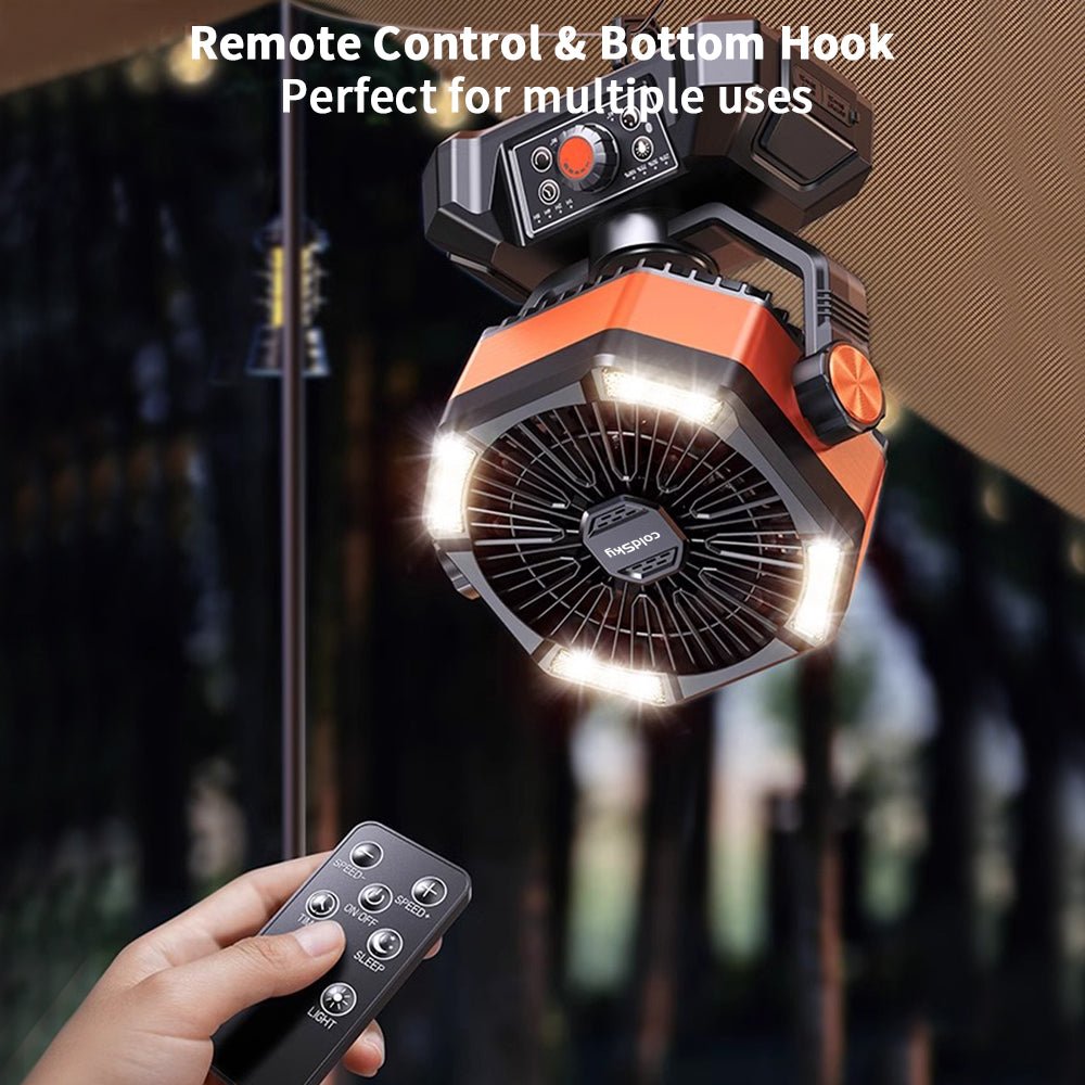 Rechargeable 20000mAh Outdoor Battery Fan - 8 Speeds & LED Light - Samyonix